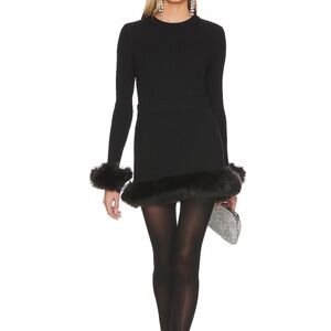 Elegant Black Top with Fur Trim